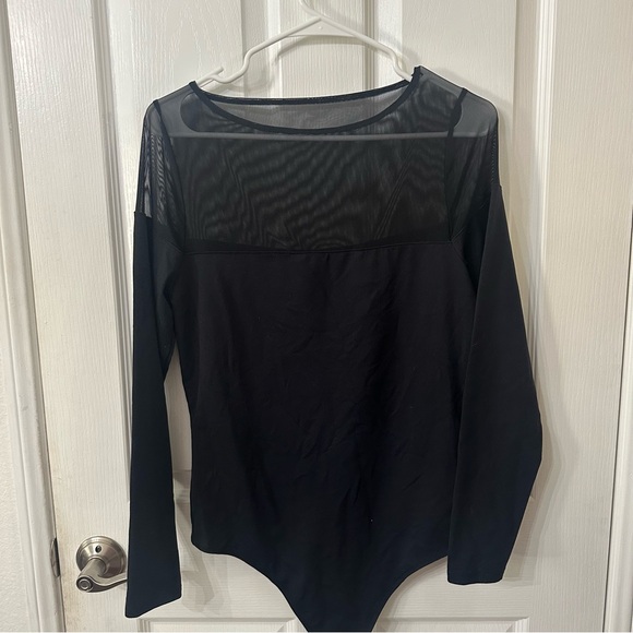 Abercrombie & Fitch Long-Sleeve Mesh Slash Bodysuit, Large - Picture 3 of 6